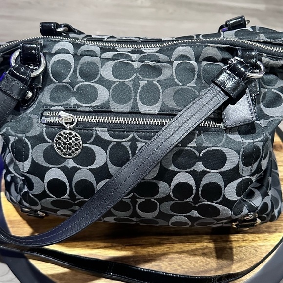 Coach Large Black Denim Purse Bag Tote